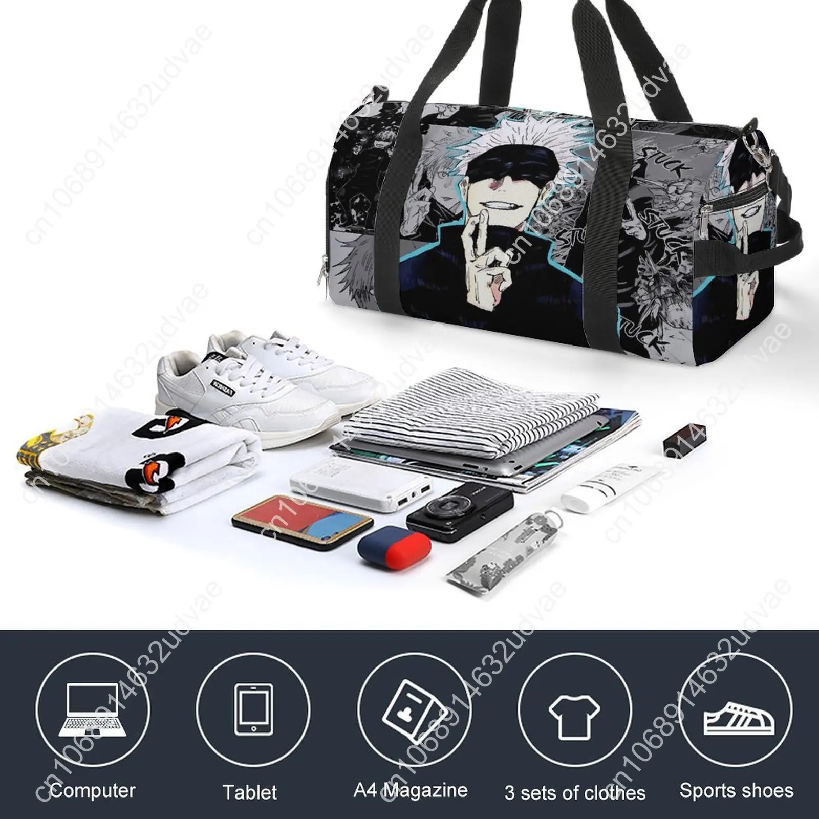 Gym Bag Gojo Satoru Manga Sports Bag with Shoes Funny Anime Men Women Portable Design Handbag Colorful Luggage Fitness Bag