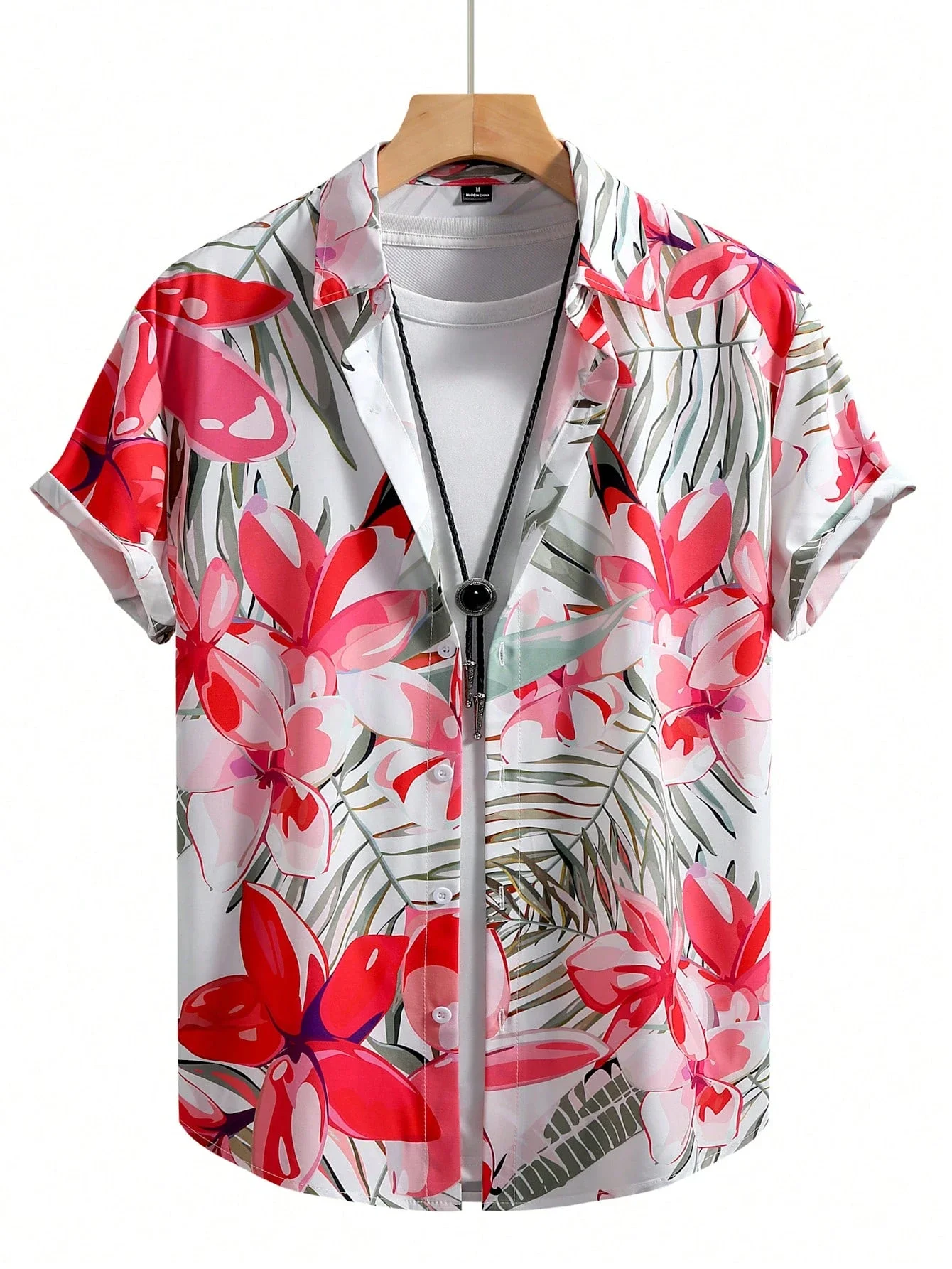 Hawaiian Tropical Plants Pattern 3D Printed Mens Shirt Summer Casual Printed Short Sleeve Beach Loose Outdoor Top Men's Clothing