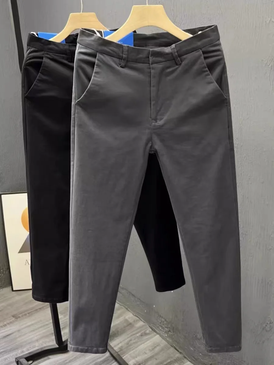 

Men's Slim Fit Casual Cotton Pants Nine Points Small Foot Spring Autumn Fashion Comfortable Business Leisure Trousers