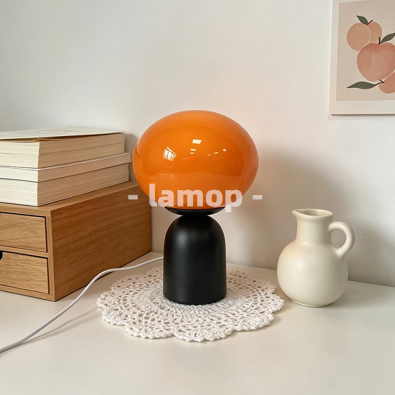 Milky Warm Oval Pebble Short Cylinder Base Table Lamp Retro Cafe 3 Tone Soft Light Kitchen Counter Decor Lamp