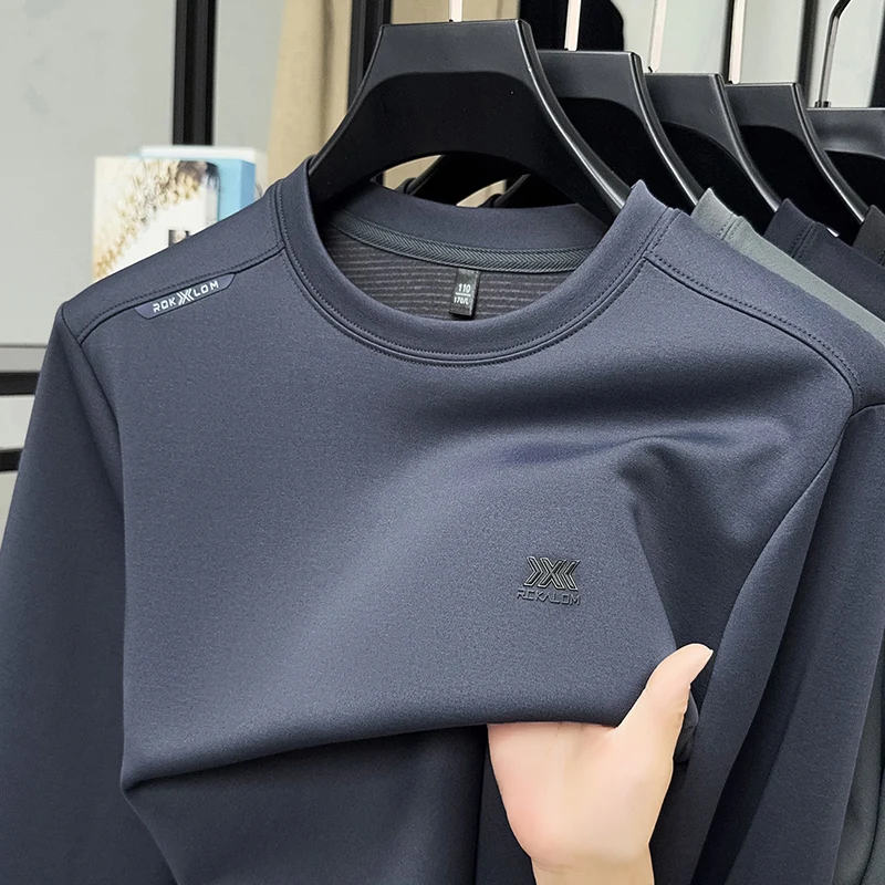 

Высококачественная мужская толстовка с круглым вырезом, однотонная, простая, с буквенным принтом, с длинным рукавом, осенняя универсальная спортивная мужская одежда для поездок на работу, топ