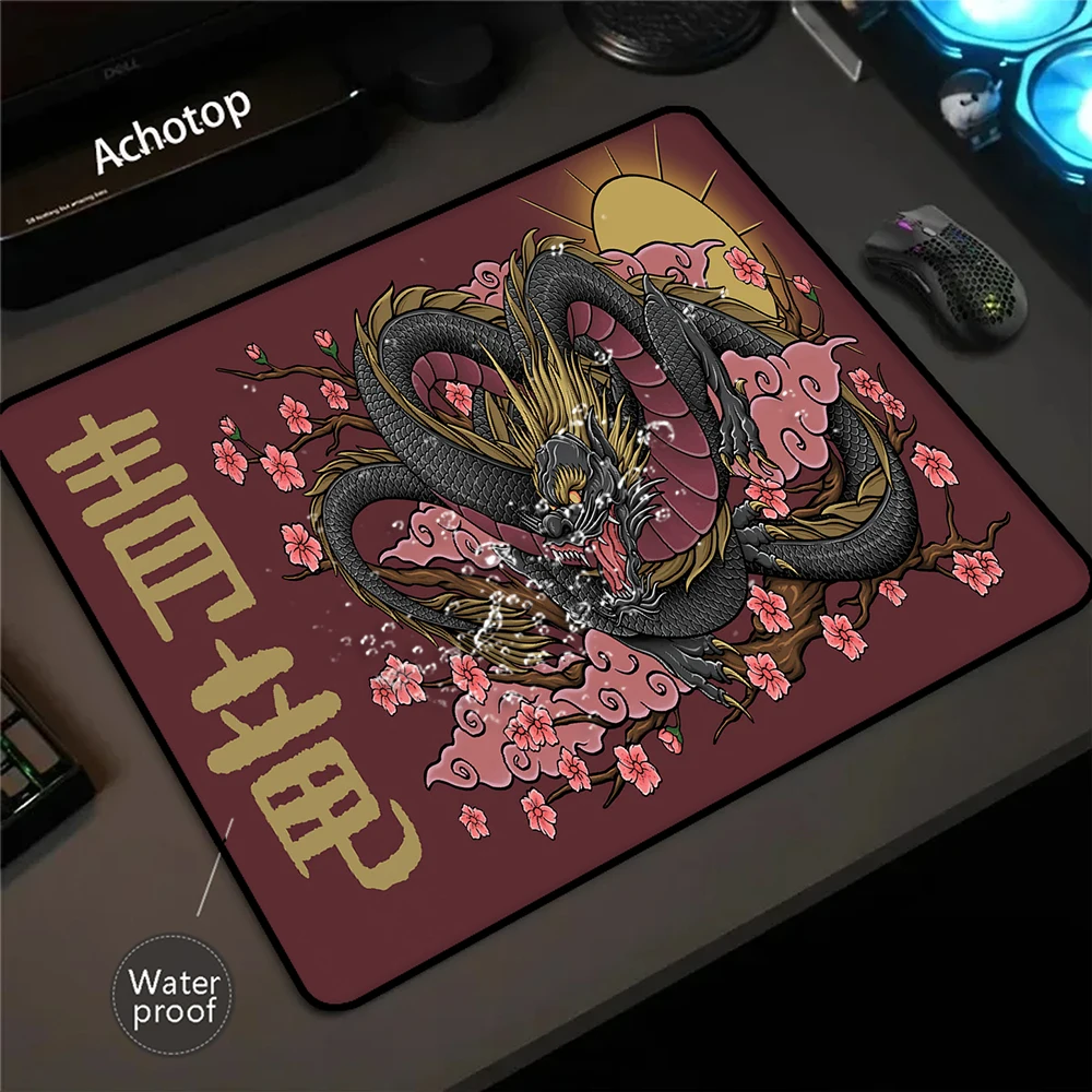 Tapis de souris Dragon japonais étanche, bord de verrouillage, polymères de souris, accessoires de vitesse de jeu, tapis de clavier, 400x450mm