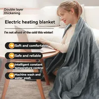 Washable Electric Blanket Warmer Flannel & Lambskin Soft Nap Blanket 3-gear Timing 6 Heating Level Auto-Off Over-Heat Protection