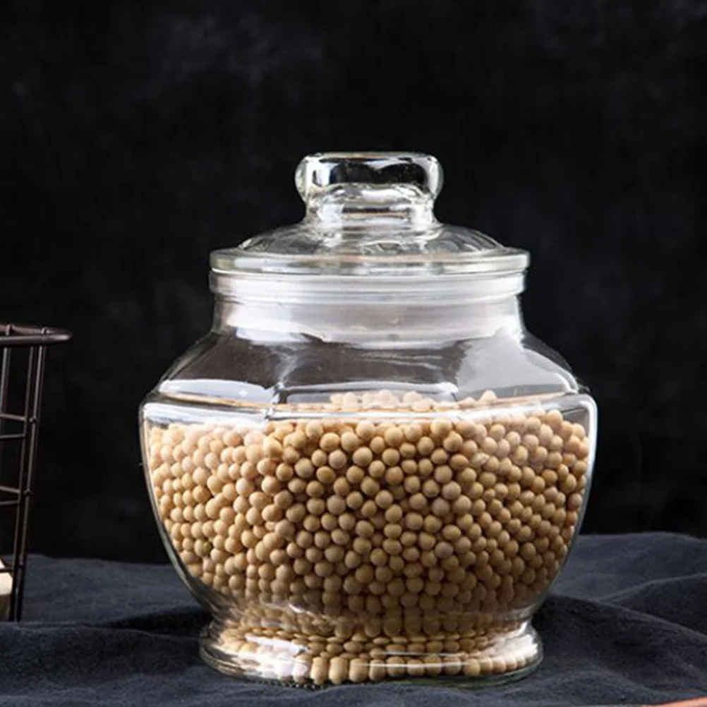 

Sealed Glass Storage Jar Large Capacity Pickle Jar Food Container Grain Organizer Coffee Beans Holder Transparent