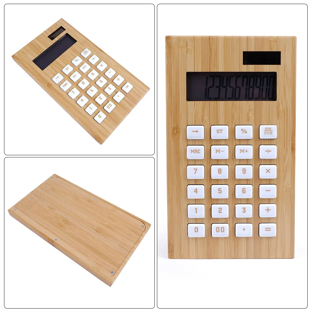 Solar Calculator for Office Stationery Bamboo Working Simple Calculation Aids