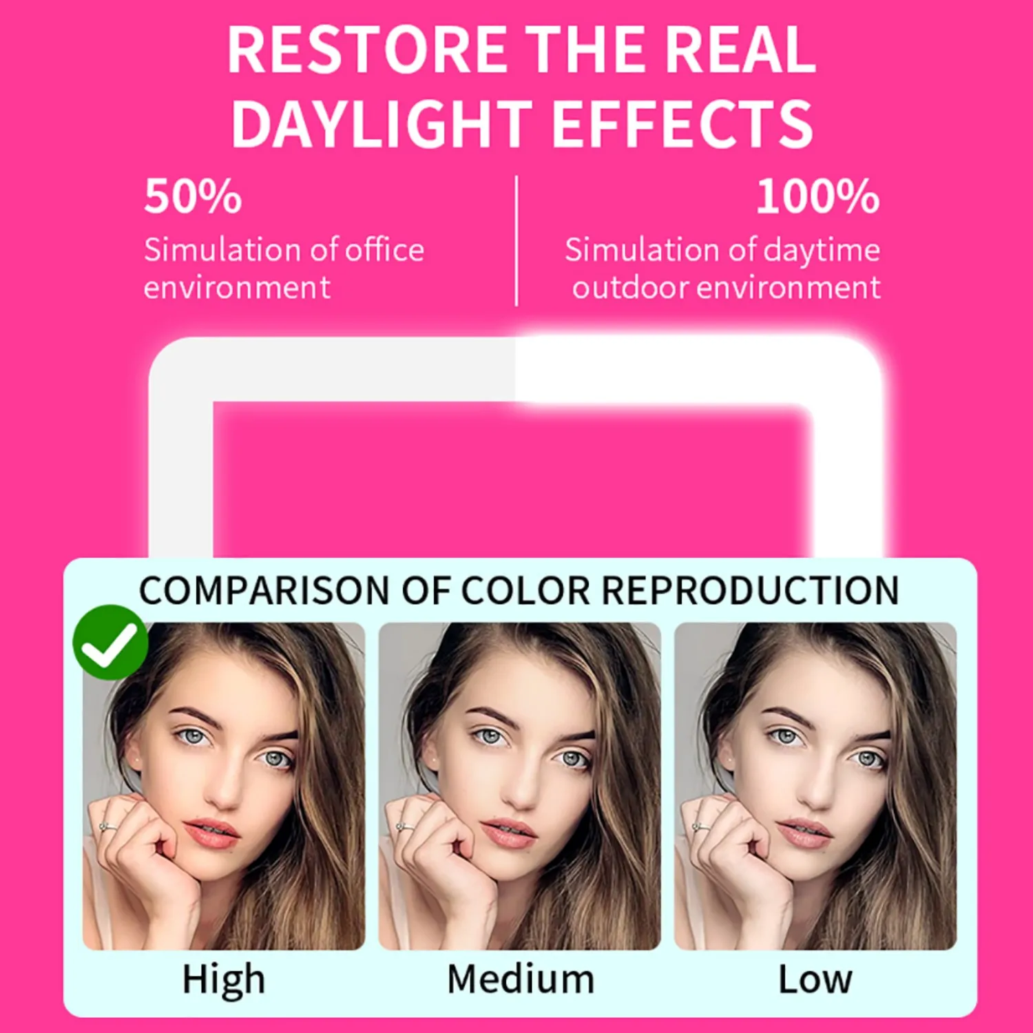 2-in-1 opvouwbare make-upspiegel - 5x vergroting + platte spiegel, Touch LED-licht (koel/warm), oplaadbare draagbare make-upspiegel