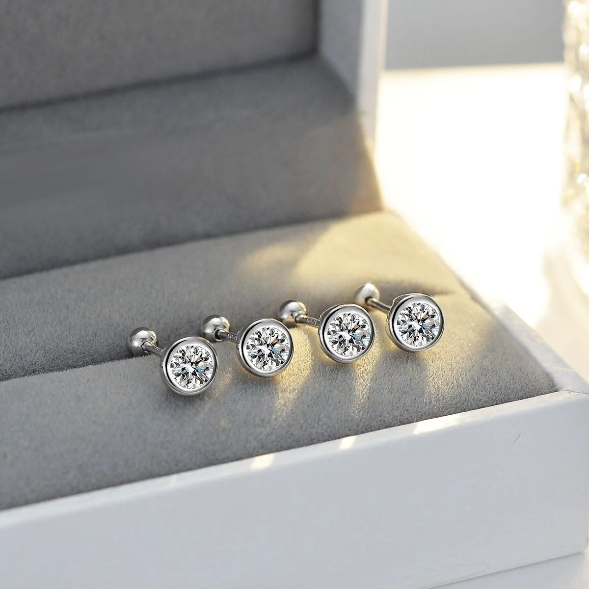 Zircon Stud Earrings for Women Orginal 925 Sterling Silver Screw Back Women Crystal Earring