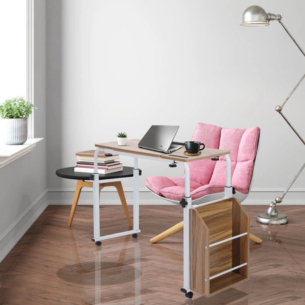 طاولة كتابة فوق السرير، عربة كمبيوتر محمول قابلة للتعديل، مكتب كمبيوتر محمول، طاولة كتابة فوق السرير مع عجلات، طاولة كمبيوتر محمول بعجلات #6