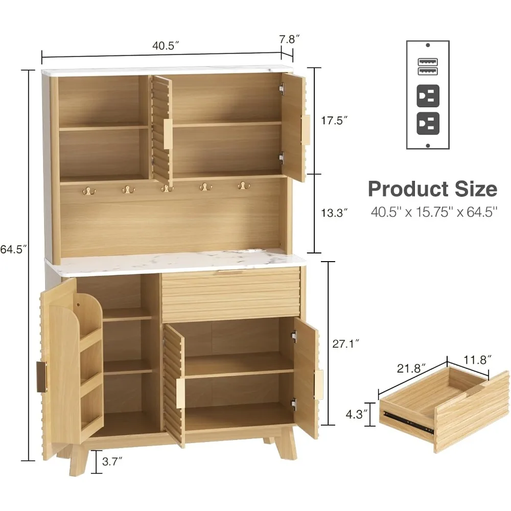 حامل مطبخ بحامل ميكروويف مع خزانة تخزين مخزن مخدد وأبواب وأدراج وأرفف لتنظيم غرفة المعيشة #2