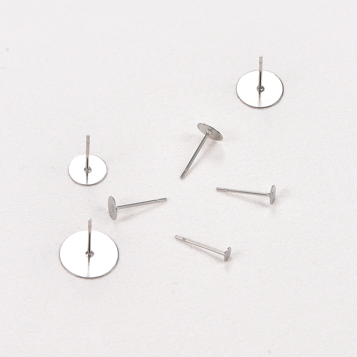 50 Stück/Set 3/4/5/6/8/10/12MM Edelstahl-Ohrstecker, flache runde Ohrstifte, Schmuckherstellungszubehör – Detail 4