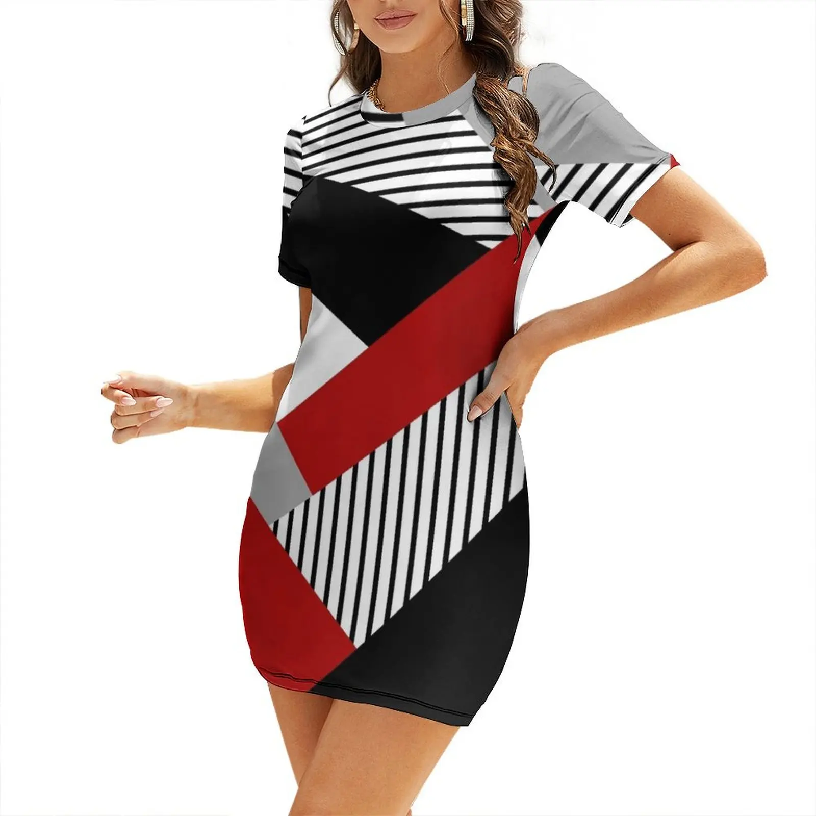 

Colorful geometry Short Sleeved Dress Women's skirt evening dresses luxury 2025 luxury evening dresses 2025 dress summer