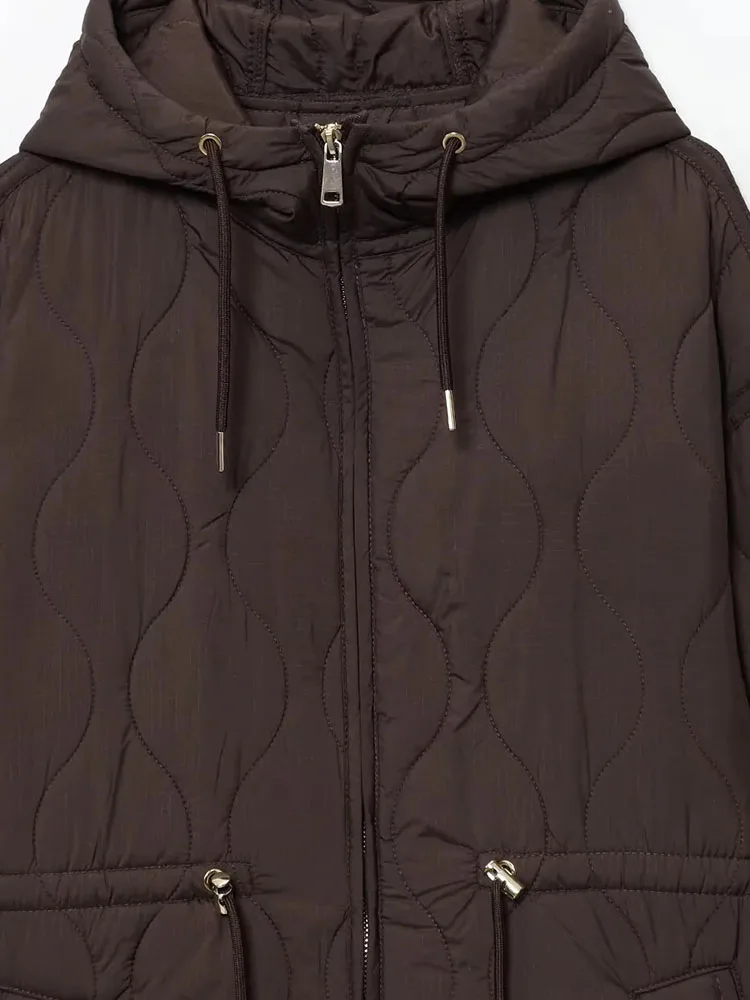 Veste à capuche en coton pour femme, manteau ample et polyvalent à manches longues, haut à Double poche, nouvelle collection automne hiver 2025