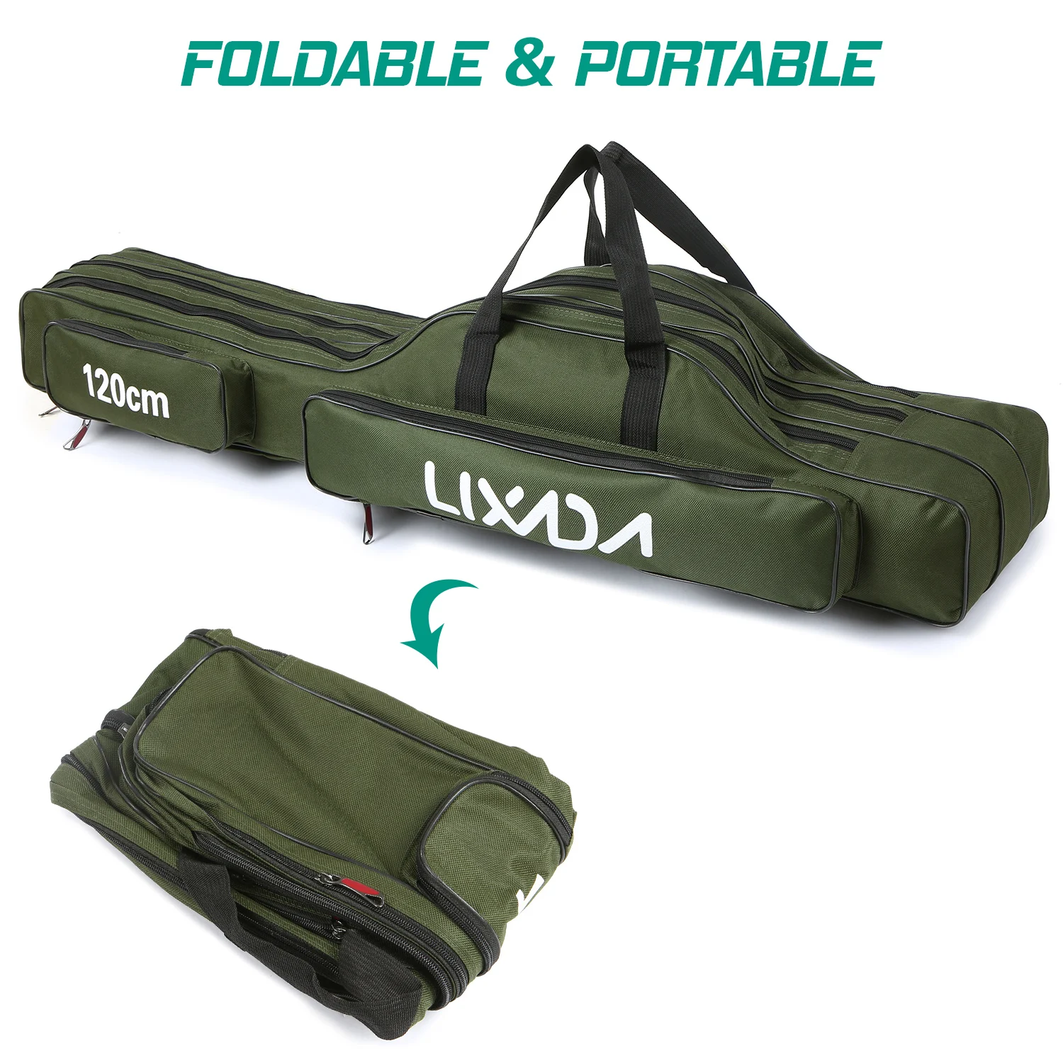 Lixada 3 Layers Fishing Pole Bag Portable Folding Rod Carry Case Fishing Reel Tackle Storage Bag Case fishing tackle storage bag