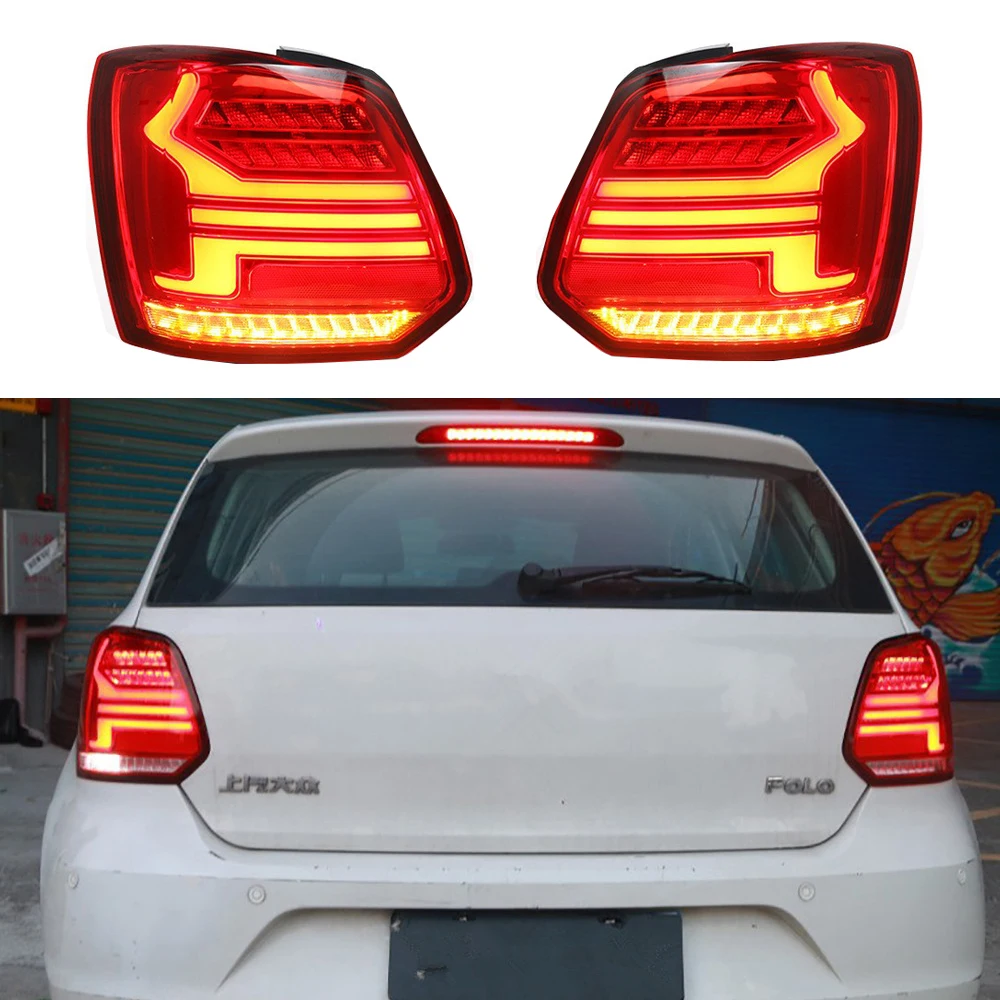 

2Pcs Vehicle Exterior LED Rear Tail Light Rear Brake Fog Lamp Turn Signal Light For For Volkswagen Polo 2010-2018 Taillight