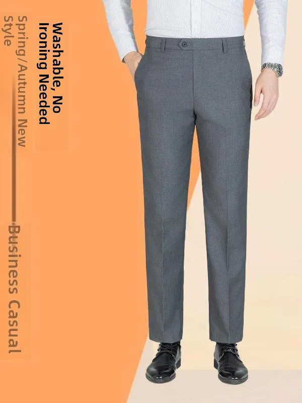 

Busin Casual Men's Long Pants Spring New Loose Straight Leg Trousers Profional Workwear Suit Pants for Middle-Aged And ...