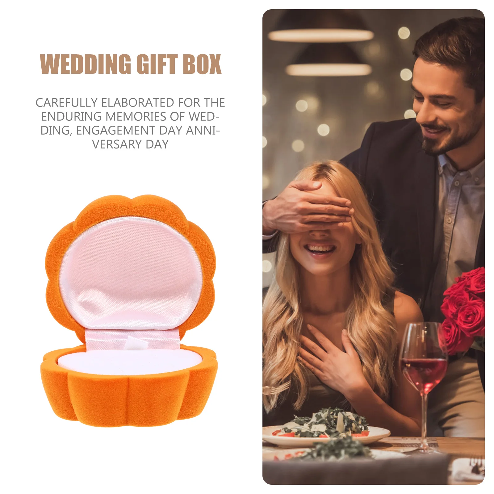 

2 Pcs Pumpkin Jewellery Jewelry Holder Boxes Jewelrybox Engagement Ring for Wedding
