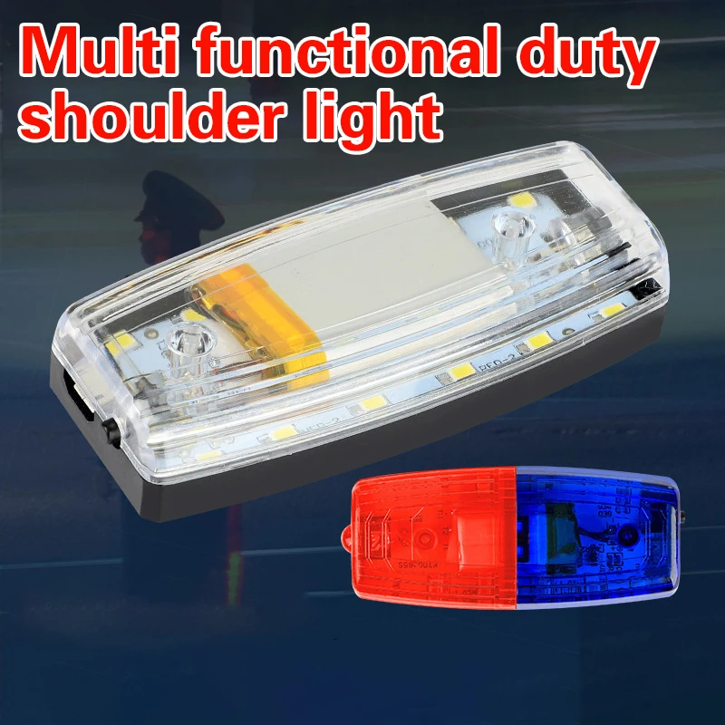 Red Blue LED Shoulder Warning Light Police Shoulder Clip Light Sanitation Worker Safety Patrol Alarm Flash Signal Strobe Lamp