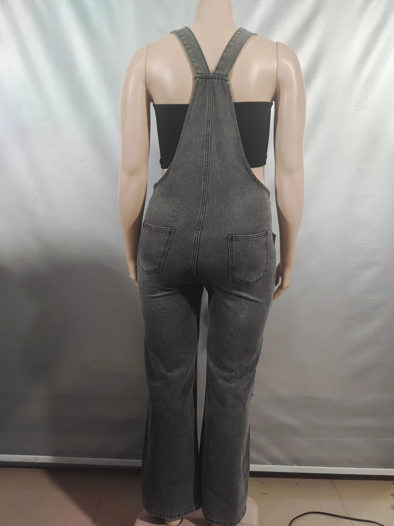 الشارع الشهير وزرة الدنيم الخريف ملابس النساء أكمام مستقيم الجينز حللا الدنيم السروال القصير Playsuits قطعة واحدة مجموعات الزي