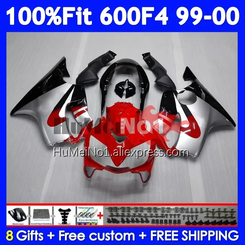 Injection Body For HONDA CBR Red Silvery 600 F4 FS CC 600F4 600CC 600FS 33No.81 CBR600F4 99 00 CBR600 F4 1999 2000 OEM Fairing