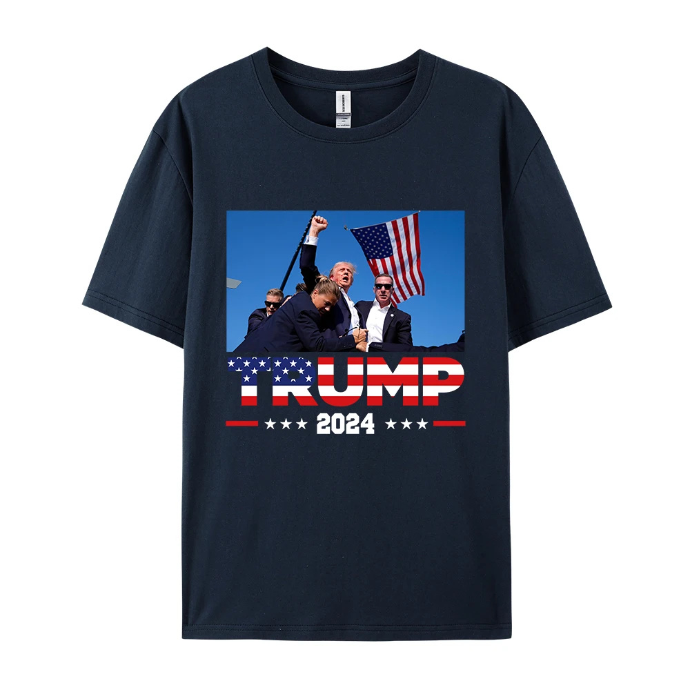 Trump 2024 Printing T-shirts Women Men Street Casual Short Sleeve Cotton Tops Loose O-Neck Tees Comfortable Soft Female Clothing