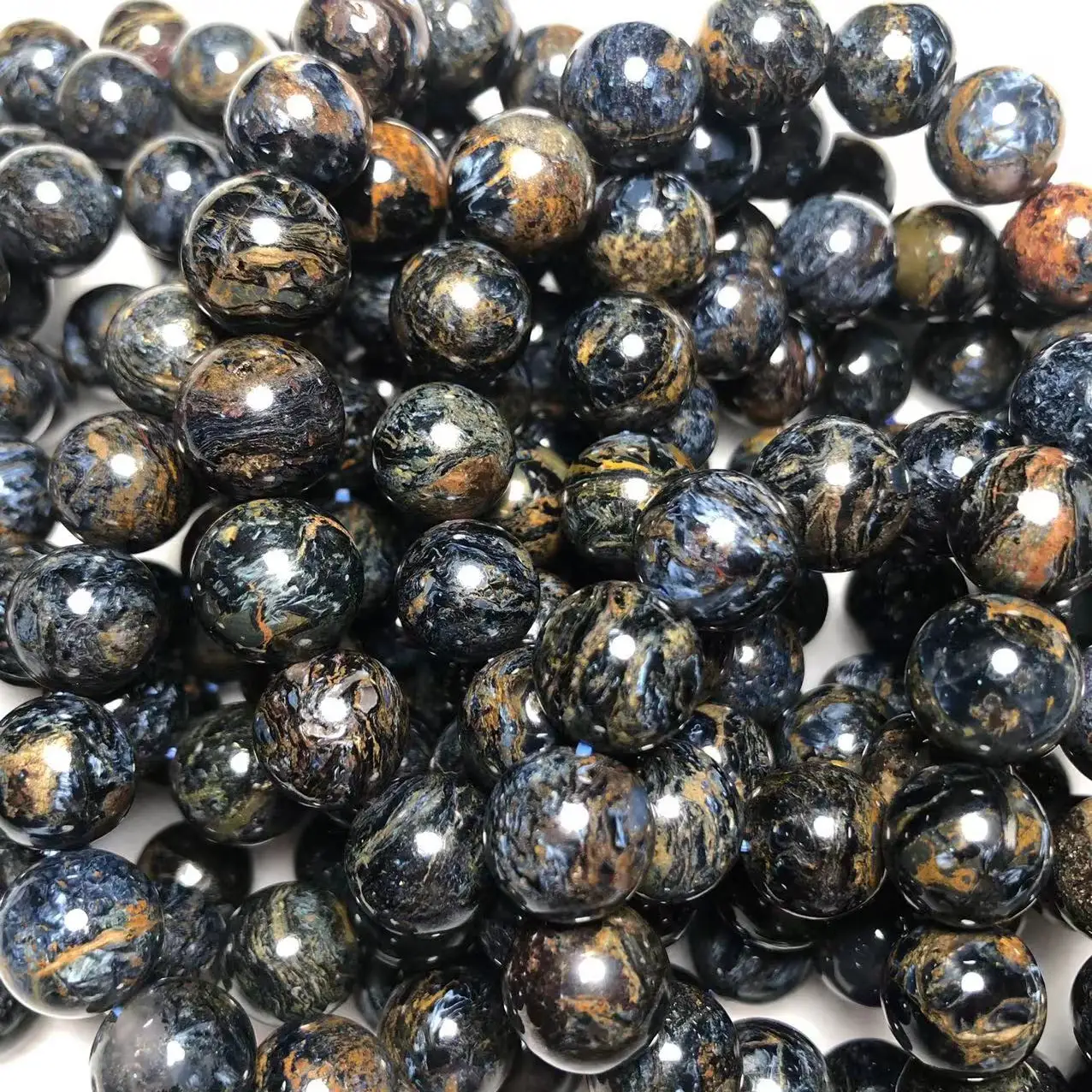 Wholesale A++ Natural Namibia Blue Pietersite Smooth Round Loose Beads Stone Hot Selling Sroducts For Jewelry Maikng Design