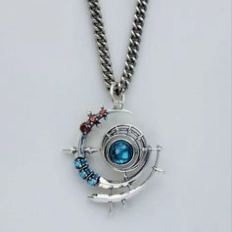 تحول الجليد، تحول النار، المستمر Tianyu - F14 قلادة على شكل ساحر أسود، سلسلة الترقوة الرجعية باللون الأزرق البحري