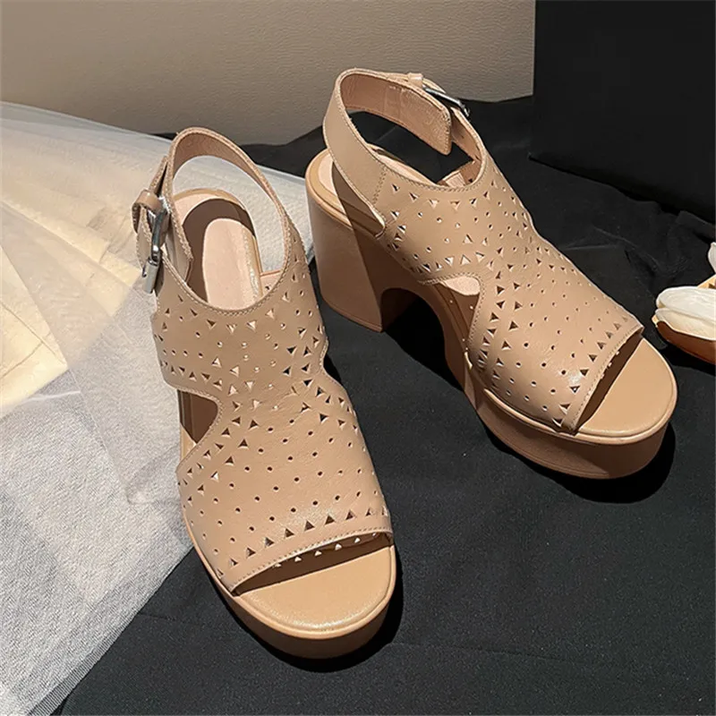 ASUMER 2022 New Comfortable Buckle Genuine Leather Women Sandals Thick Super High Heels Sandals Ladies Platform Dress Shoes