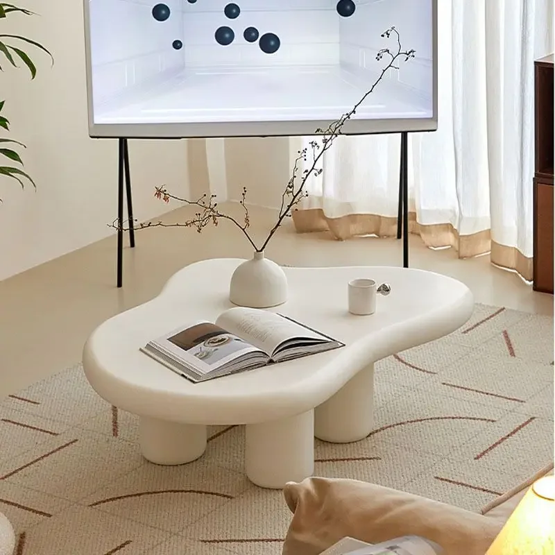 【Atmospheric Cream】French cloud sofa, coffee table, cream style, creative art, Nordic home special-shaped table