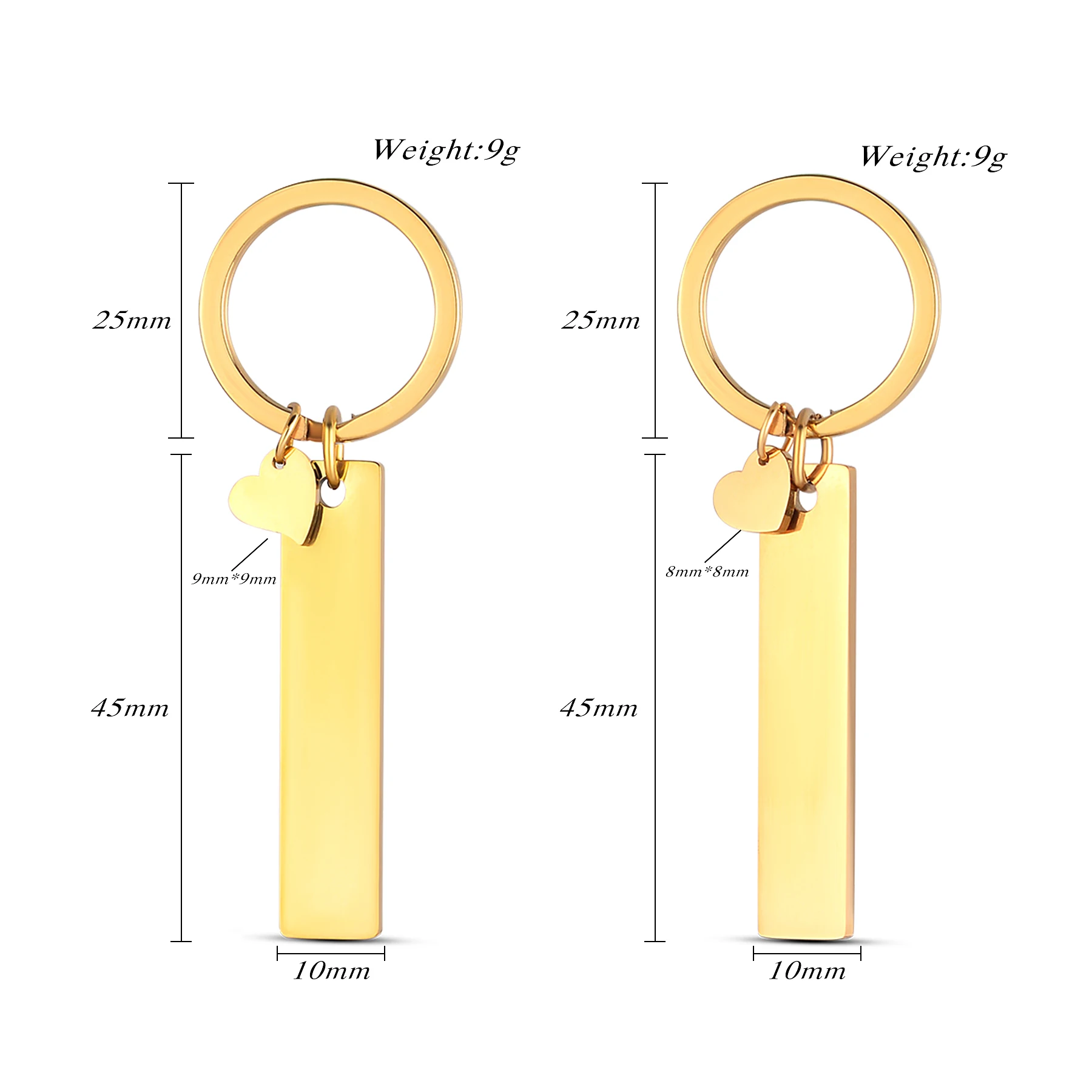 1 Piece Customized Stainless Steel Heart Bar Keychain Custom Name Date Logo Anti-lost Keyring Personalized Gift for Couple
