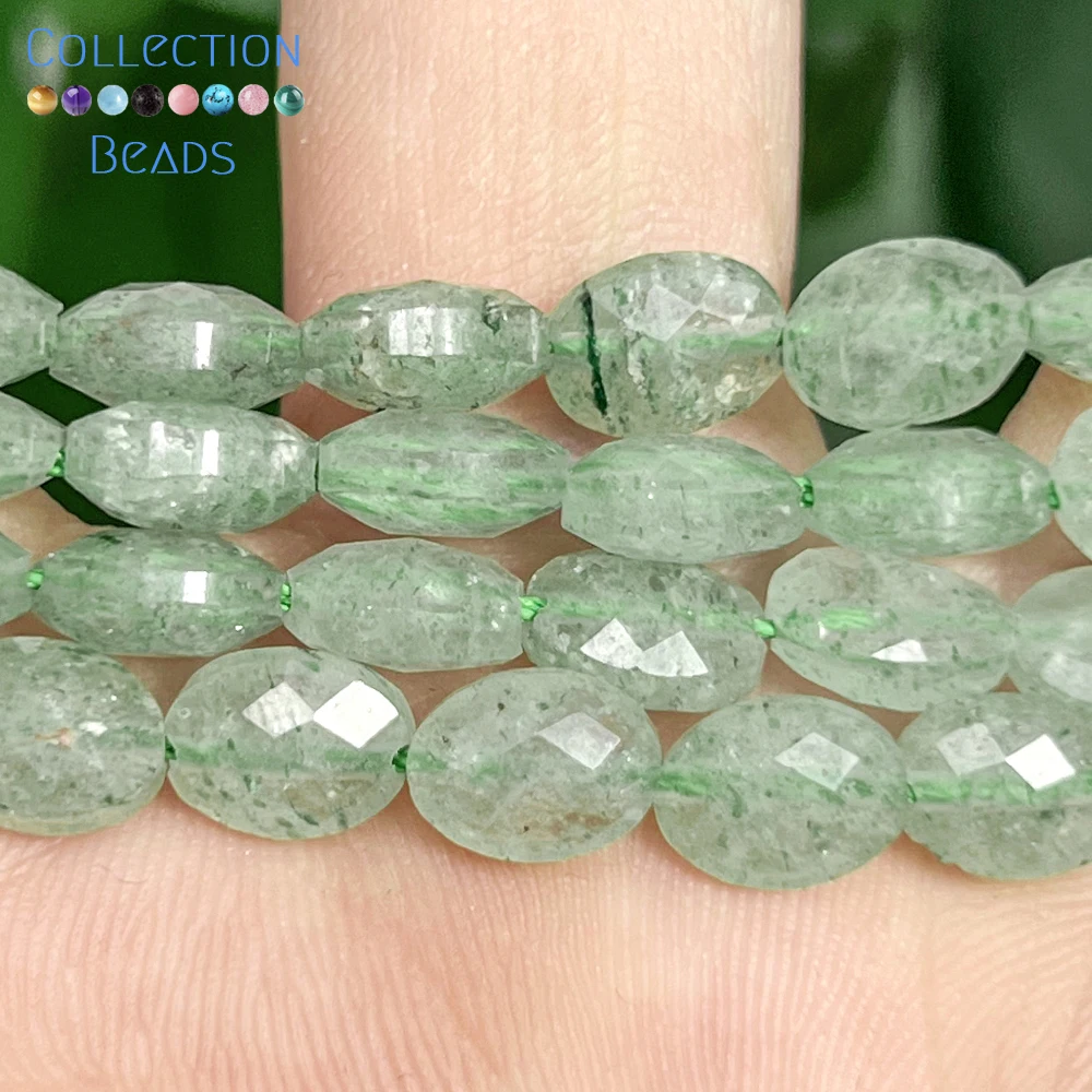 23pcs 6x8mm Natural Green Strawbeery Quartz Ellipse Shape Loose Spacer Bead for Jewelry Making DIY Bracelet Necklace Accessories
