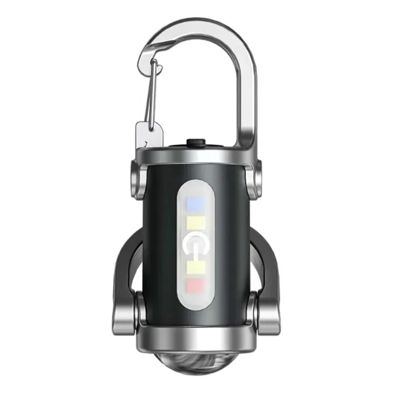 

High brightness Mini LED Flashlight Keychain，USB Rechargeable Waterproof Camping Pocket Light， Multifunctional Portable Strobe