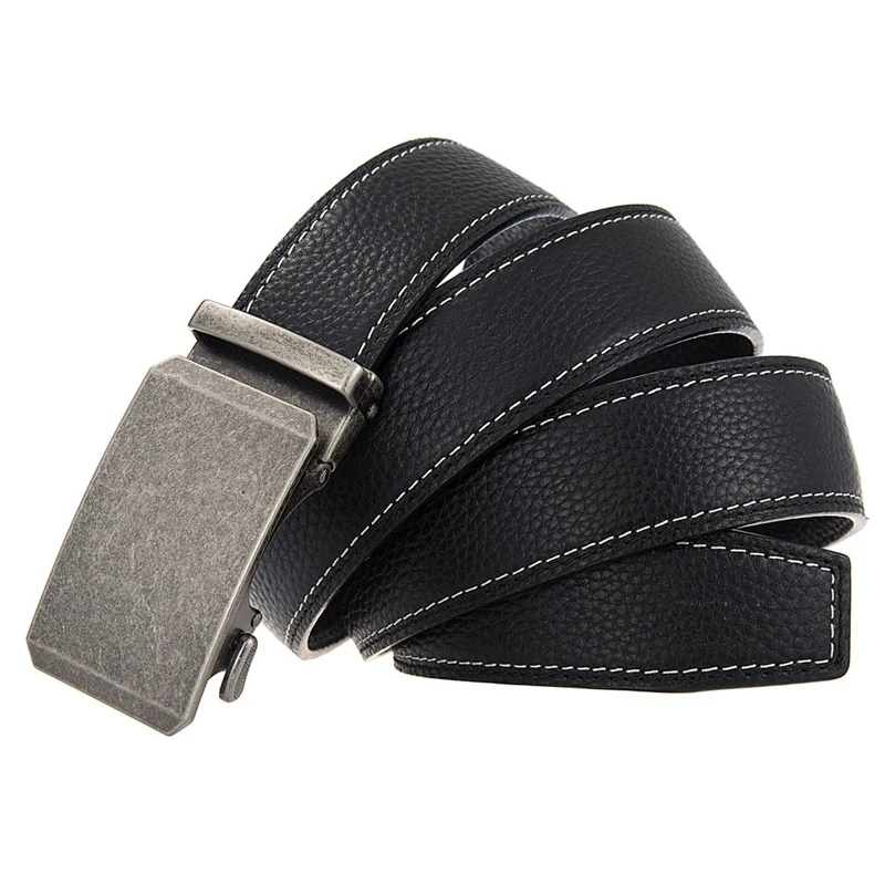 FLEXFIL الرجال حزام جلد البساطة المعدنية الأعمال موضة خمر العلامة التجارية الكلاسيكية الترفيه جلد البقر حزام الخصر الجينز الرجال حزام