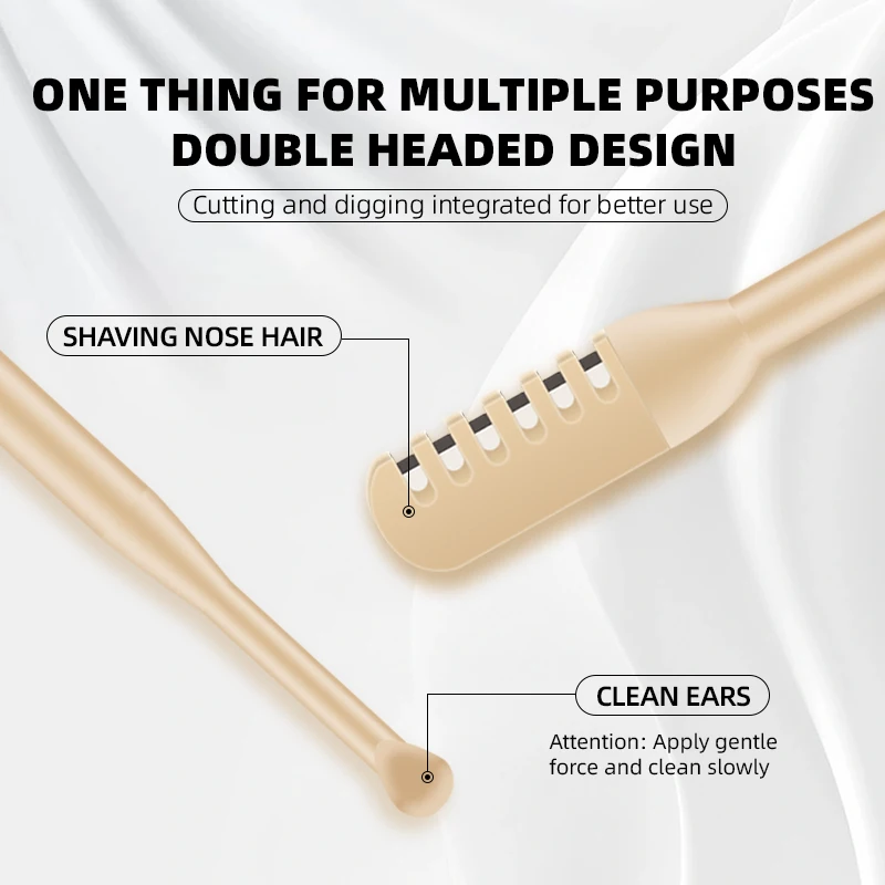 ماكينة تشذيب شعر الأنف برأسين، ملعقة قطف الأذن، كماشة شعر الأنف الدوارة 360 درجة، ماكينة تشذيب شعر الأنف اليدوية المحمولة