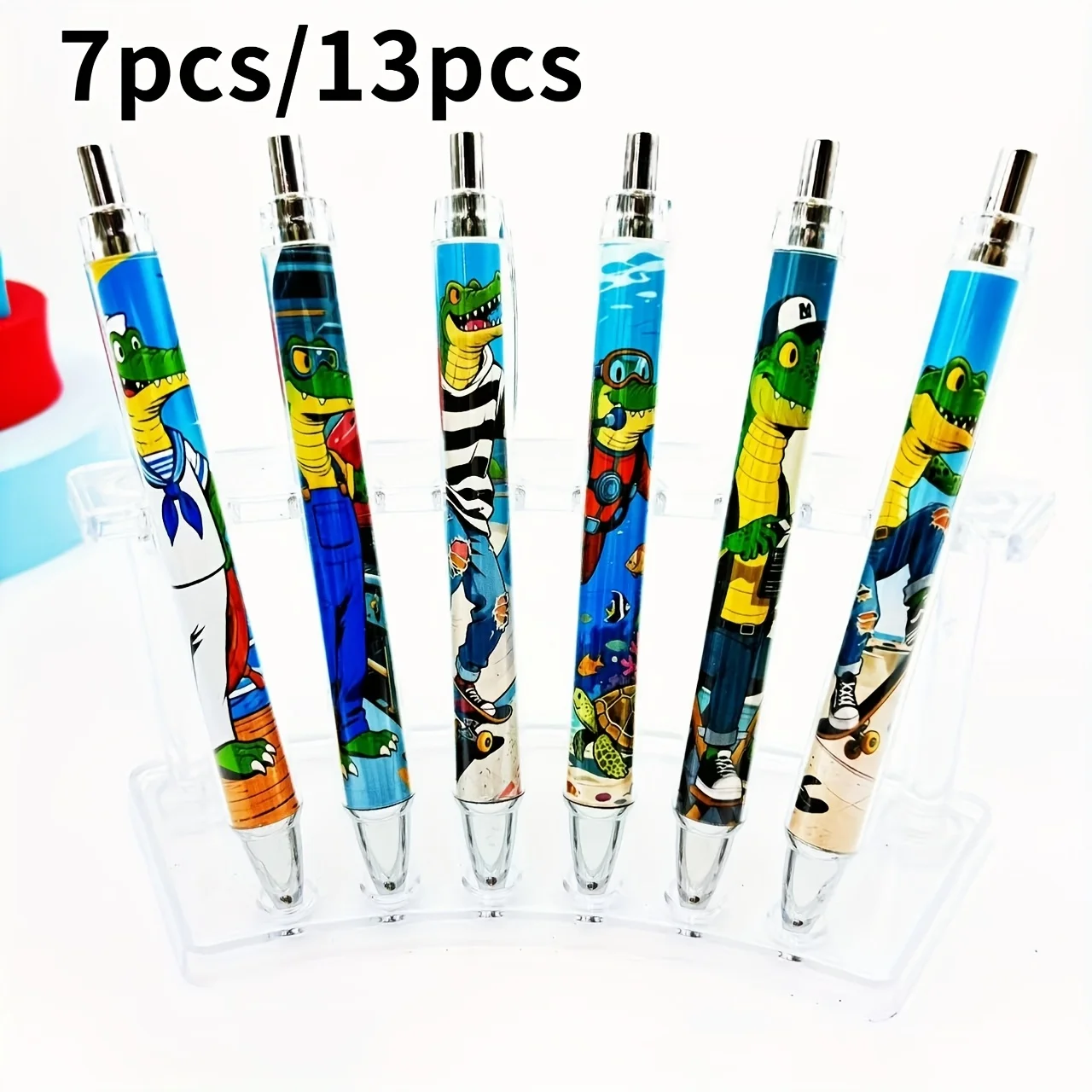 

7 шт./13 шт. креативные шариковые ручки с крокодиловой тематикой, серия различных карьер, выдвижные шариковые ручки, студенческие подарочные ручки для письма
