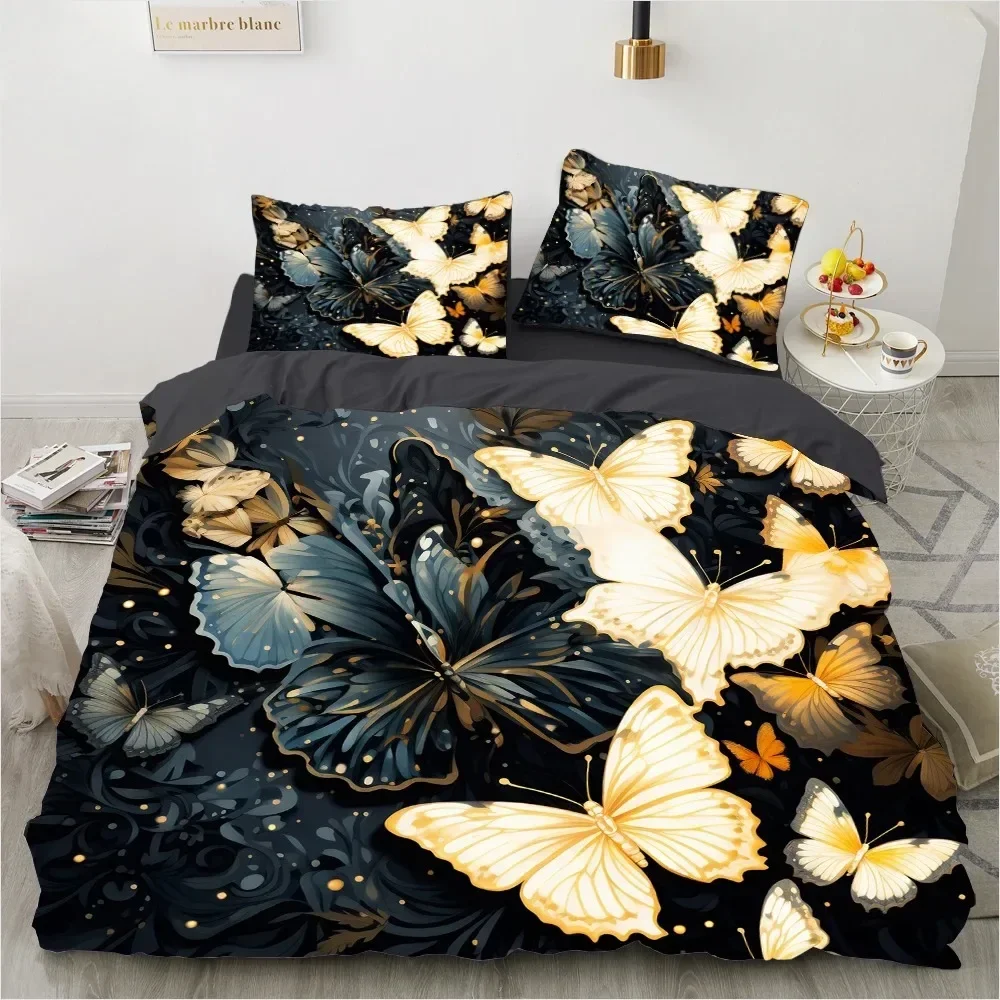 

Bedding Set Luxury Duvet Cover Set Bed Set with Pillowcase Comforter Bedding Sets Blue Butterfly Quilt Cover