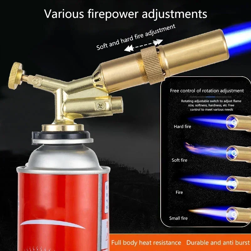 Portable Welding Gas Torch Flame Butane Burner Outdoor Camping BBQ Lighter Flamethrower Kitchen Supplies Welding Equipment