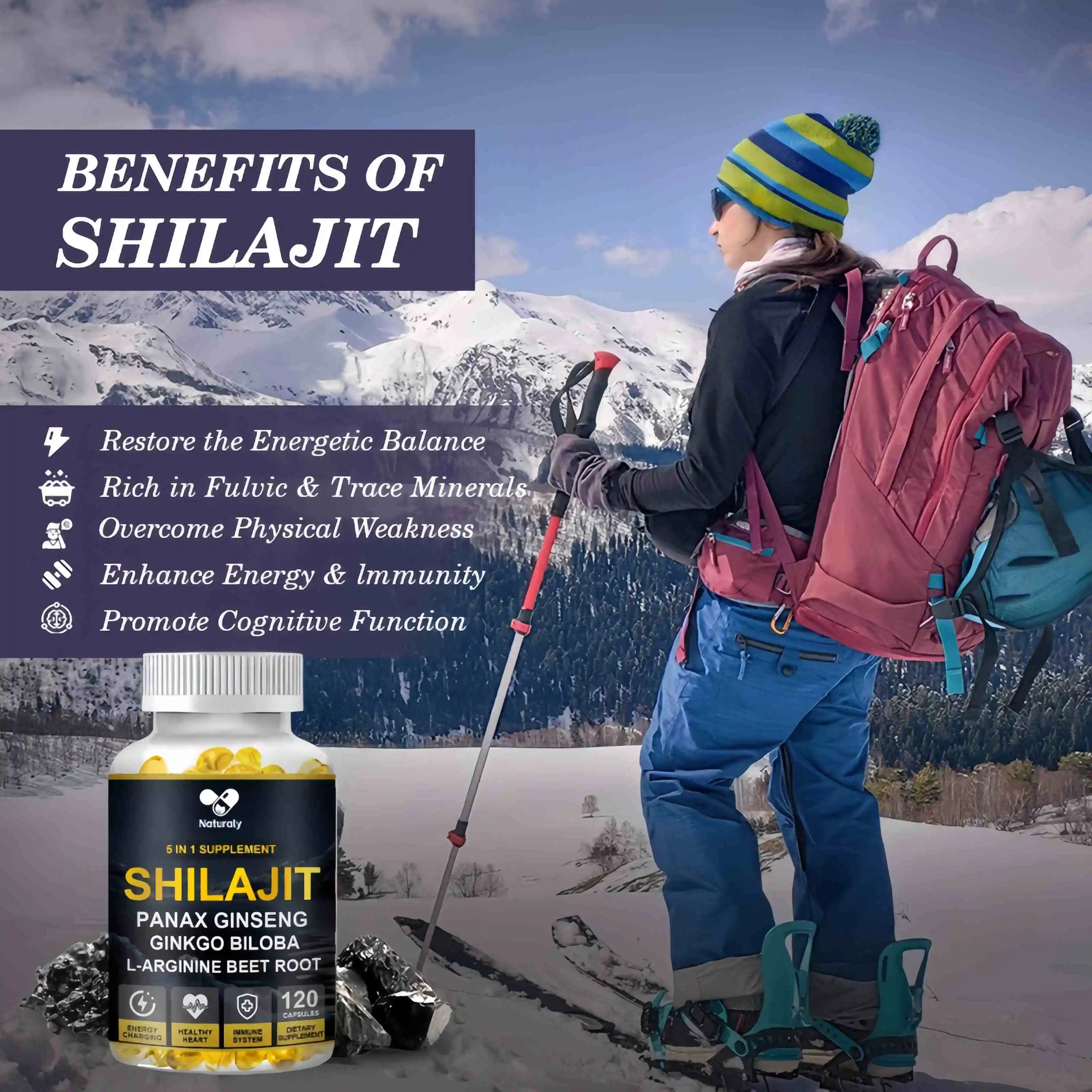 Shilajit Capsules Rich In Fulvic Acid&trace Minerals Boost Hormone Balance Stress Relief Sleep Quality