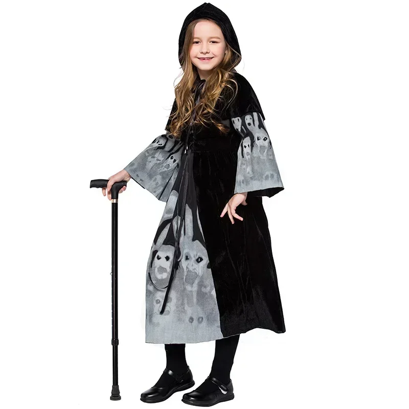 New Halloween Children Cosplay Witch Skeleton Ghost Costume