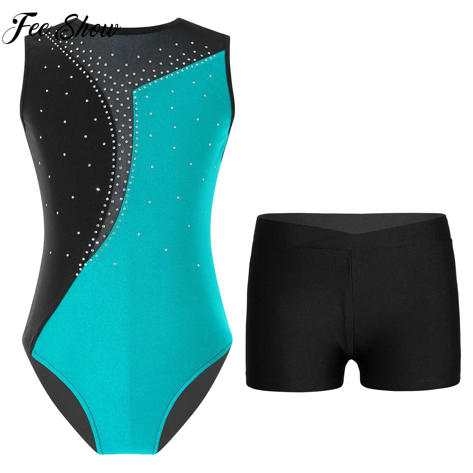 

Kids Girls Ballet Gymnastics Leotard Child Sleeveless Dance Outfit for Skating Dance Competition Performance Fashion Clothes