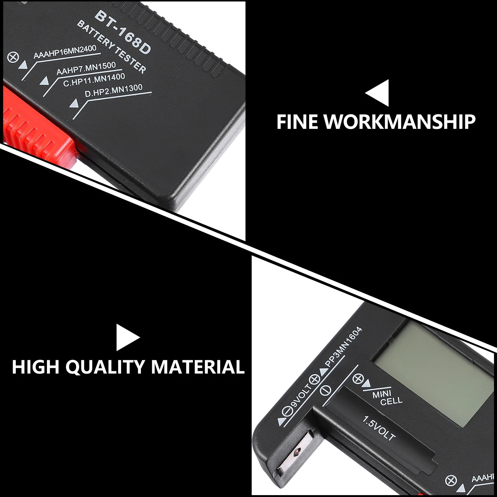 

Universal Tester Black for Aa Aaa 9V 1.5V Button Cell Batteries Digital Checker Fast Voltage Capacity Test