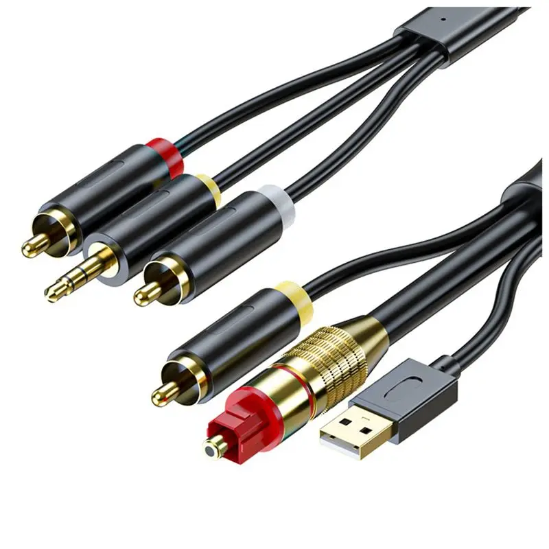 DT21 Digital Optical to Analog 3.5mm AUX Audio Cable Optical to 2RCA Adapter Coaxial to Stereo L/R 3M