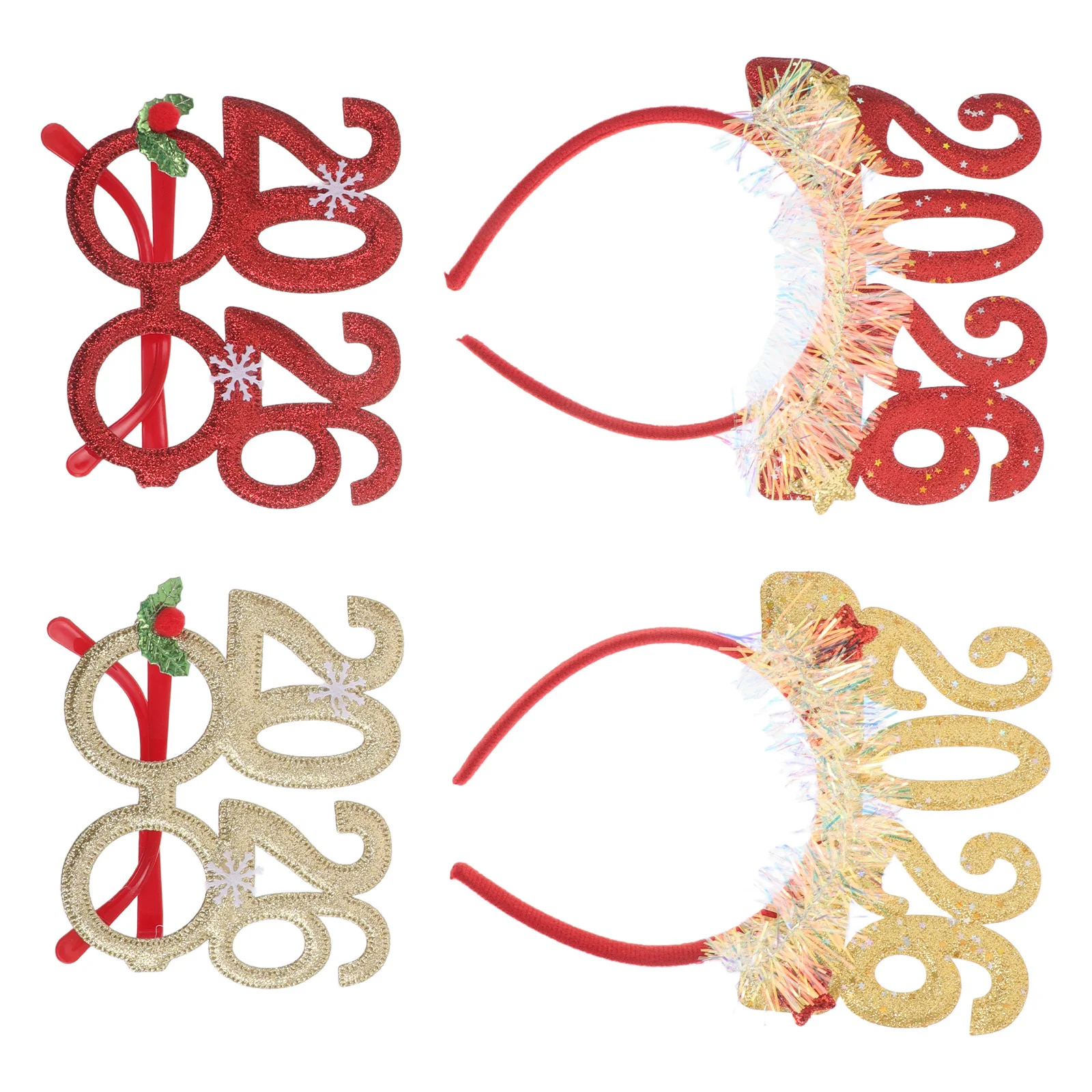 

4Pcs New Year Hairband Sparkly 2026 Number Design Party Headwear New Years Eve Celebration Photo Props Holiday Headband