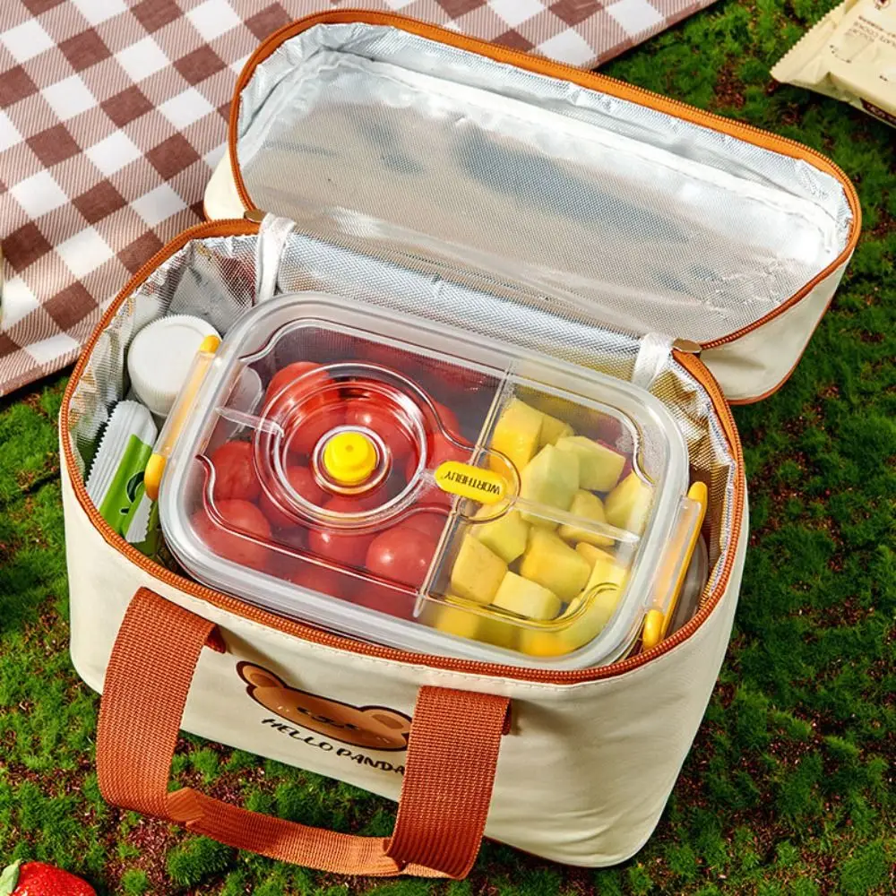 Saco de almoço isolado portátil bonito urso à prova dwaterproof água saco recipiente de alimentos térmico grande capacidade saco térmico para estudantes adultos