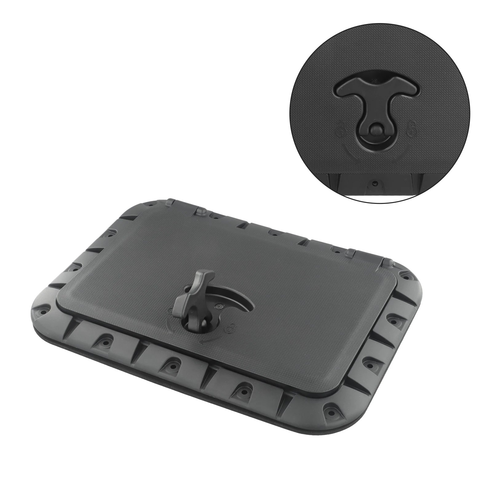 

High Quality Square Hatch Marine Deck Black Round Latch 90-degree Locking Hinges Boat Canoe Kayak Tool Accessory