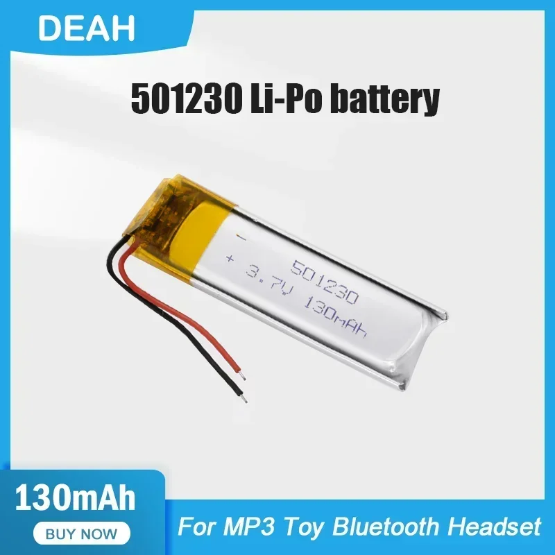 1-4PCS 501230 130mAh 3.7V Lithium Polymer Rechargeable Battery For MP3 MP4 GPS Toy Voice Recorder Bluetooth Headset Pedometer