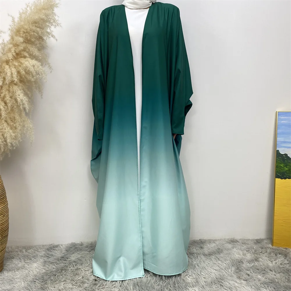 Ramadan femmes musulmanes ouvert Abaya dégradé couleur Kimono Cardigan dubaï turquie caftan vêtements islamiques robe Marocain Eid Jalabiya