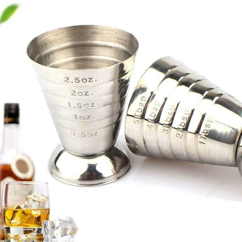 

75ML Stainless Steel Wine Mixing Measuring Cup Ounce Cup Bar Party Mixed Cocktail Beaker Barware 0.5-2.5oz / 15-75ml / 1-5Tbsp