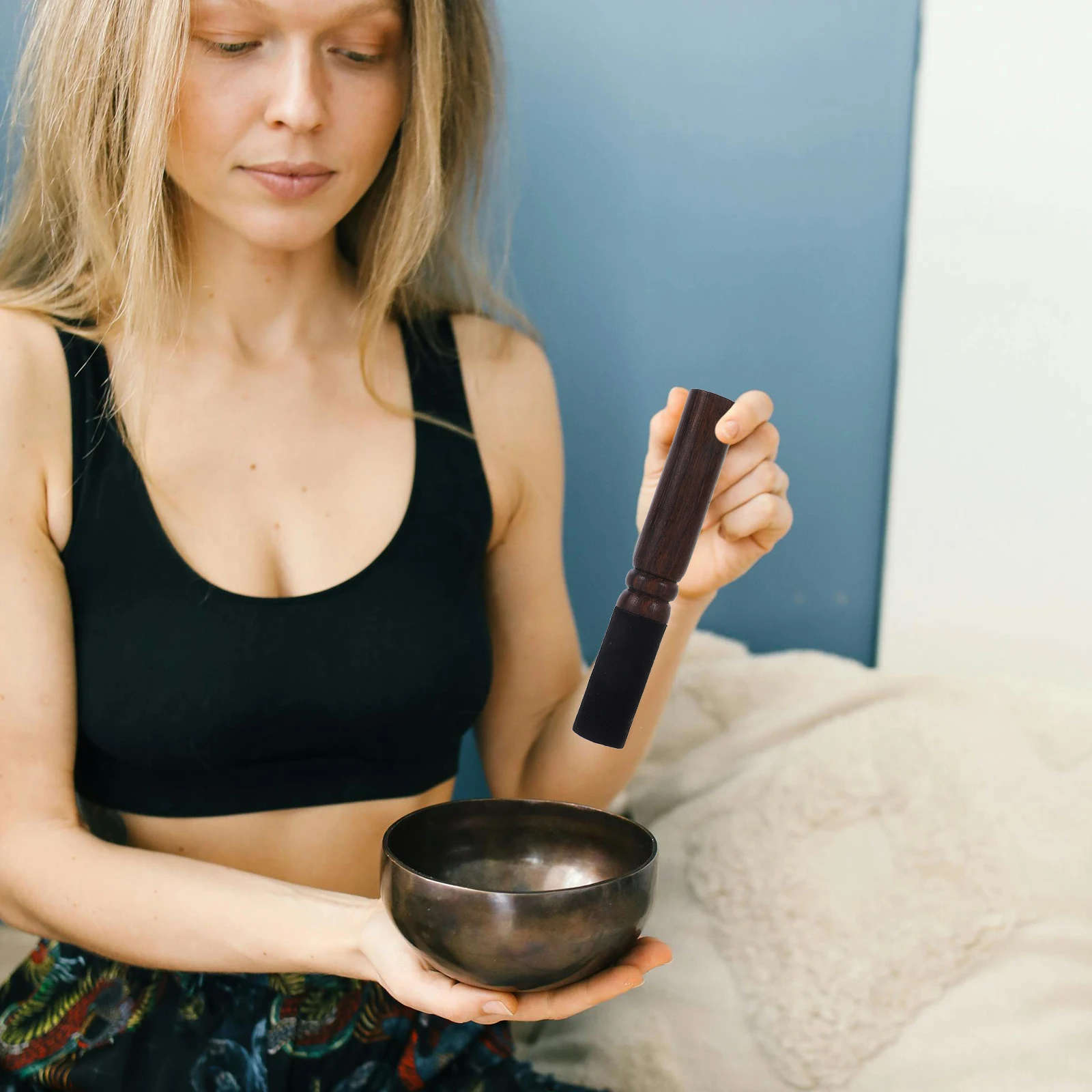 

2Pcs Wood Singing Bowl Mallet Felt Tibetan Sound Bowl Stick Meditation Yoga Gong Striker Accessory Wooden Mallet