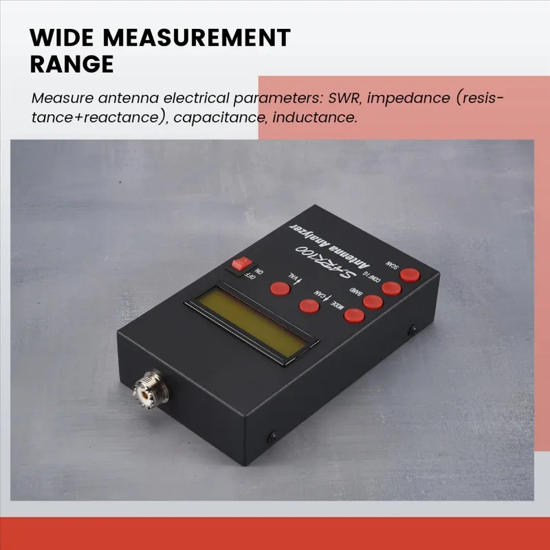 SARK100 1-60MHz Shortwave Antenna Analyzer SWR Meter 1.0-9.99 SWR Range HF Radio Antenna Measuring Tester Tool