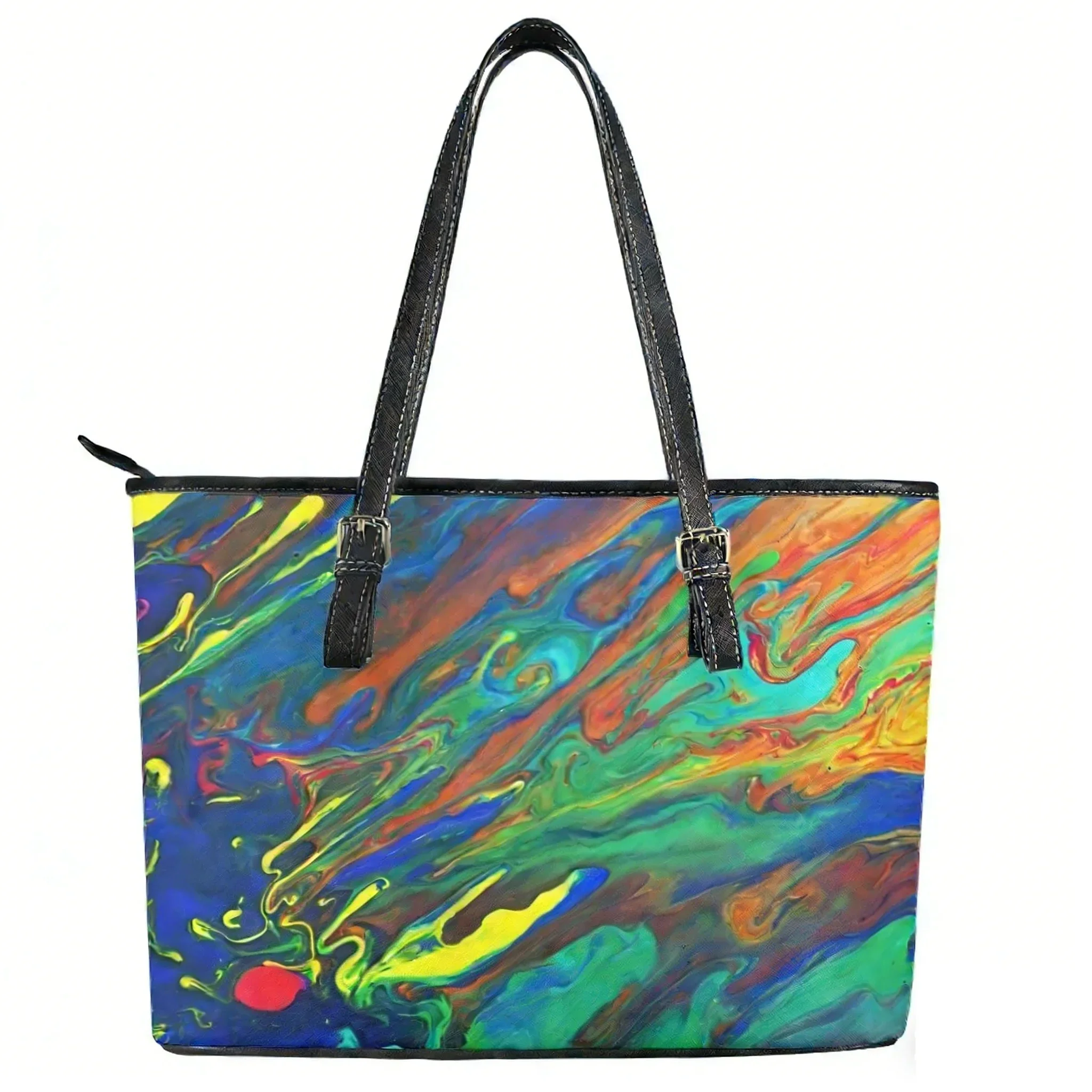 Custom Abstract Multicolor Custom Handbag Womens Mens Personalized Tote Bag Shoulder Bag Business Leather Purse Travel Bag Gift